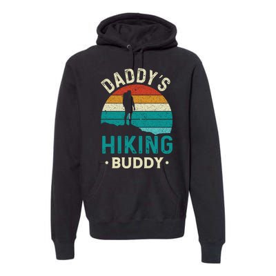 Daddys Hiking Buddy Vintage Mountains Campfire Fathers Gift Premium Hoodie