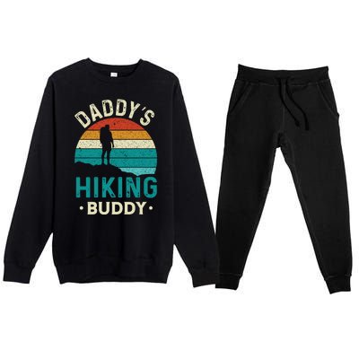 Daddys Hiking Buddy Vintage Mountains Campfire Fathers Gift Premium Crewneck Sweatsuit Set