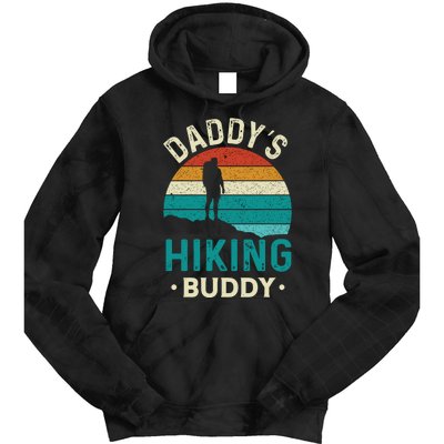 Daddys Hiking Buddy Vintage Mountains Campfire Fathers Gift Tie Dye Hoodie