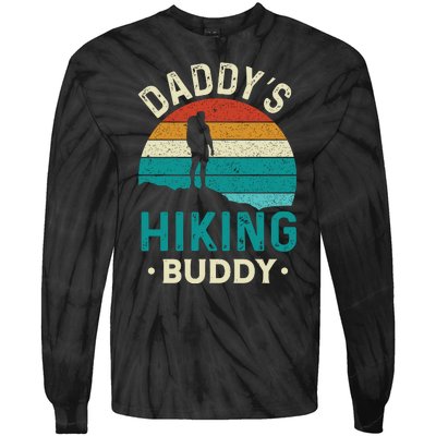 Daddys Hiking Buddy Vintage Mountains Campfire Fathers Gift Tie-Dye Long Sleeve Shirt