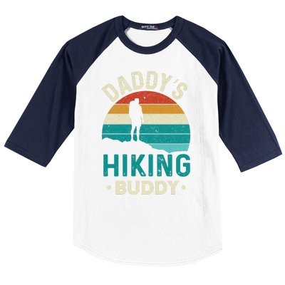 Daddys Hiking Buddy Vintage Mountains Campfire Fathers Gift Baseball Sleeve Shirt