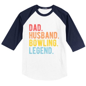 Dad Husband Bowling Legend Cooking Retro Bowler Dad Gift Baseball Sleeve Shirt