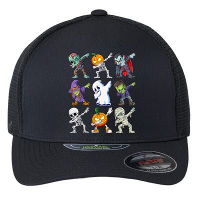 Dabbing Halloween Boy Skeleton Zombie Scary Pumpkin Mummy Flexfit Unipanel Trucker Cap