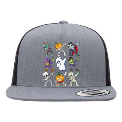 Dabbing Halloween Boy Skeleton Zombie Scary Pumpkin Mummy Flat Bill Trucker Hat