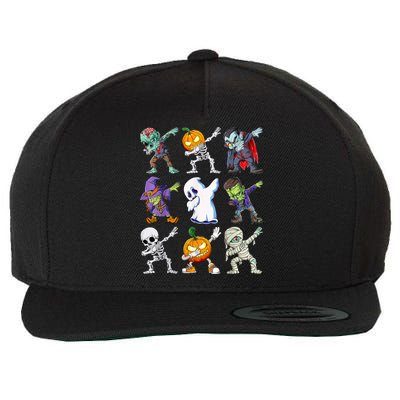 Dabbing Halloween Boy Skeleton Zombie Scary Pumpkin Mummy Wool Snapback Cap