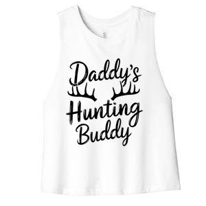 DaddyS Hunting Buddy Funny Hunter Dad Son Matching Hunting Gift Women's Racerback Cropped Tank