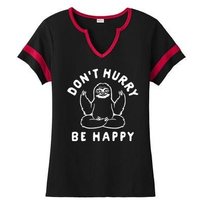 Don't Hurry Be Happy Sloth Ladies Halftime Notch Neck Tee