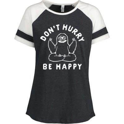 Don't Hurry Be Happy Sloth Enza Ladies Jersey Colorblock Tee