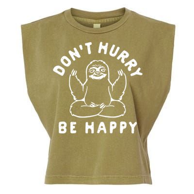 Don't Hurry Be Happy Sloth Garment-Dyed Women's Muscle Tee