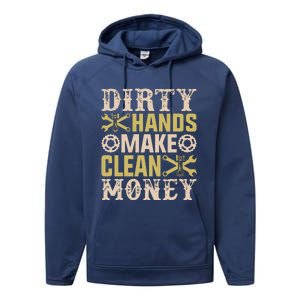 Dirty Hands But The Money I Clean Car Lovers Enthusiast Performance Fleece Hoodie