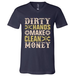 Dirty Hands But The Money I Clean Car Lovers Enthusiast V-Neck T-Shirt