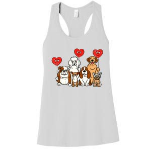 Dog Heart Balloon Valentines Day Love Puppy Women's Racerback Tank