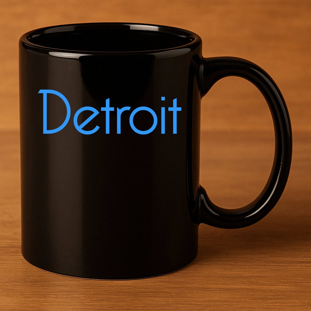 Detroit Honolulu Blue 11oz C Handle Ceramic Mug