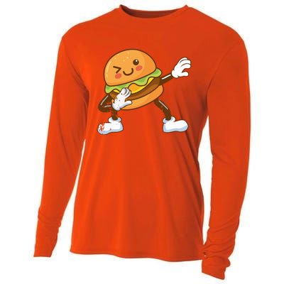 Dabbing Hamburger Backyard Bbq Meat Eater Grilling Gift Cooling Performance Long Sleeve Crew