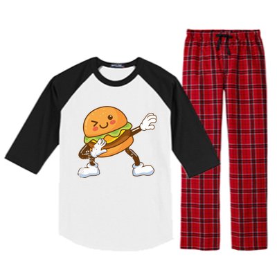 Dabbing Hamburger Backyard Bbq Meat Eater Grilling Gift Raglan Sleeve Pajama Set