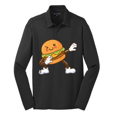 Dabbing Hamburger Backyard Bbq Meat Eater Grilling Gift Silk Touch Performance Long Sleeve Polo