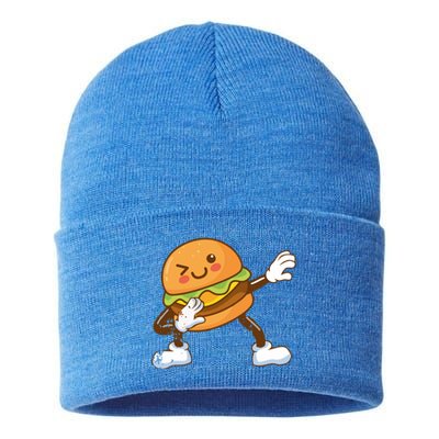 Dabbing Hamburger Backyard Bbq Meat Eater Grilling Gift Sustainable Knit Beanie