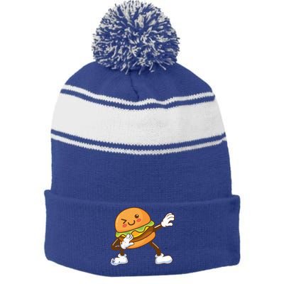 Dabbing Hamburger Backyard Bbq Meat Eater Grilling Gift Stripe Pom Pom Beanie