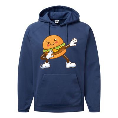 Dabbing Hamburger Backyard Bbq Meat Eater Grilling Gift Performance Fleece Hoodie