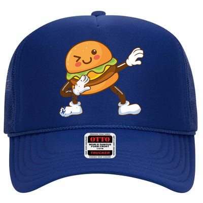 Dabbing Hamburger Backyard Bbq Meat Eater Grilling Gift High Crown Mesh Back Trucker Hat