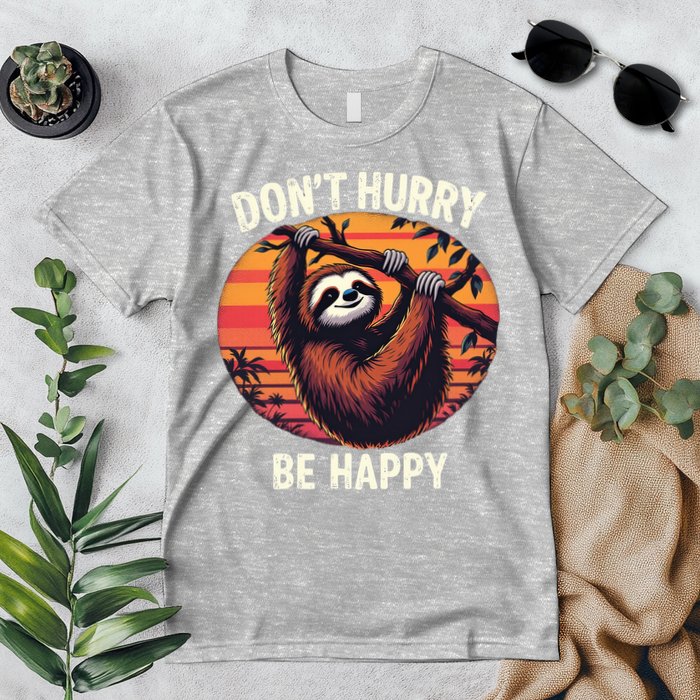Don't Hurry Be Happy Cute Lazy Funny Sloth Premium T-Shirt
