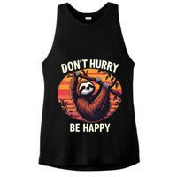 Don't Hurry Be Happy Cute Lazy Funny Sloth Ladies PosiCharge Tri-Blend Wicking Tank