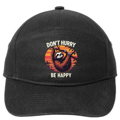 Don't Hurry Be Happy Cute Lazy Funny Sloth 7-Panel Snapback Hat
