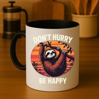 Don't Hurry Be Happy Cute Lazy Funny Sloth Mug