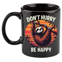 Don't Hurry Be Happy Cute Lazy Funny Sloth 11oz C Handle Ceramic Mug