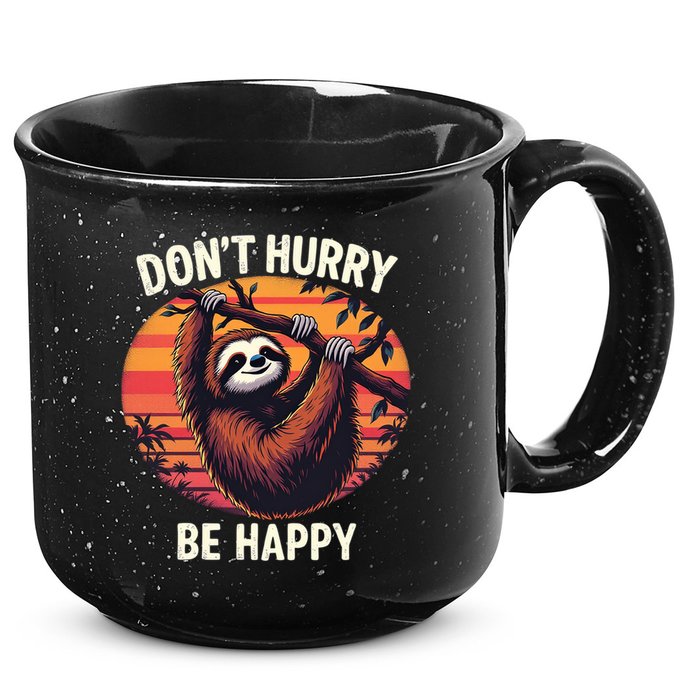 Don't Hurry Be Happy Cute Lazy Funny Sloth 15oz Campfire Ceramic Mug