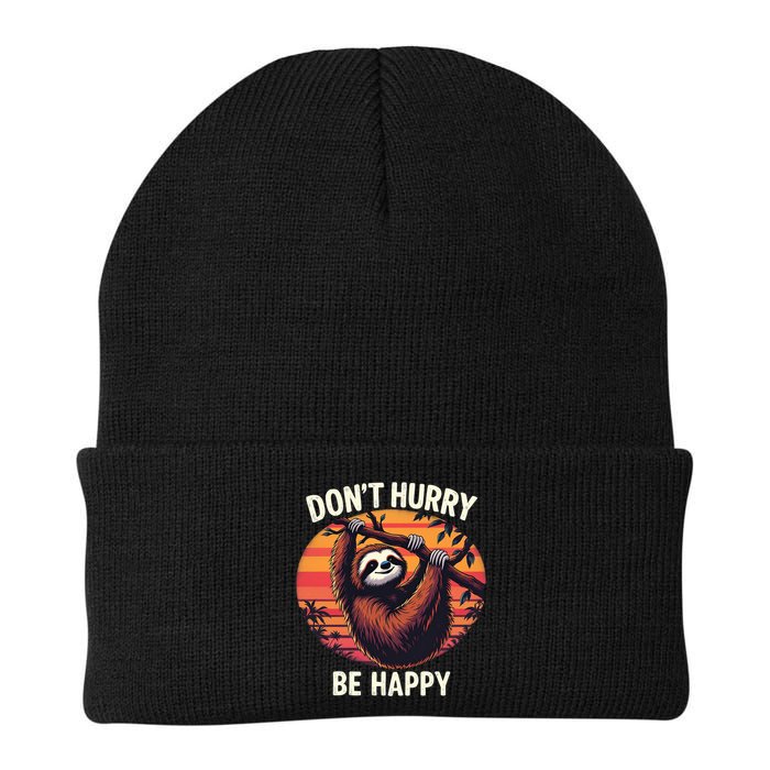 Don't Hurry Be Happy Cute Lazy Funny Sloth Beanie