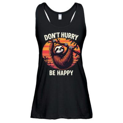 Don't Hurry Be Happy Cute Lazy Funny Sloth Ladies Essential Flowy Tank