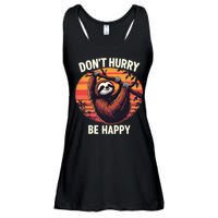 Don't Hurry Be Happy Cute Lazy Funny Sloth Ladies Essential Flowy Tank