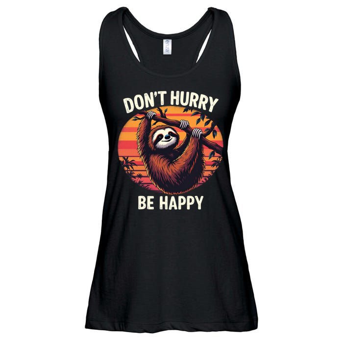 Don't Hurry Be Happy Cute Lazy Funny Sloth Ladies Essential Flowy Tank