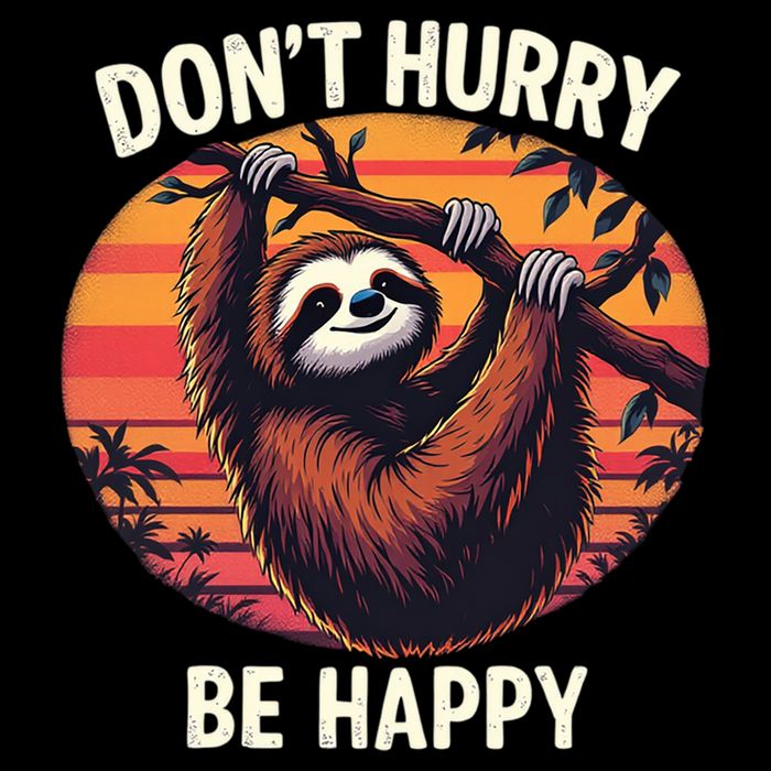 Don't Hurry Be Happy Cute Lazy Funny Sloth Flat Bill Trucker Hat