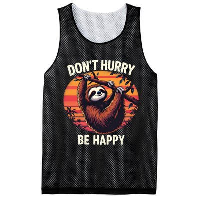 Don't Hurry Be Happy Cute Lazy Funny Sloth Mesh Reversible Basketball Jersey Tank