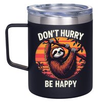 Don't Hurry Be Happy Cute Lazy Funny Sloth 12oz Stainless Steel Coffee Mug