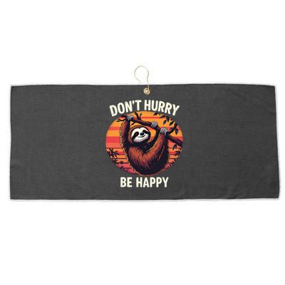Don't Hurry Be Happy Cute Lazy Funny Sloth Large Microfiber Waffle Golf Towel