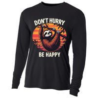 Don't Hurry Be Happy Cute Lazy Funny Sloth Cooling Performance Long Sleeve Crew