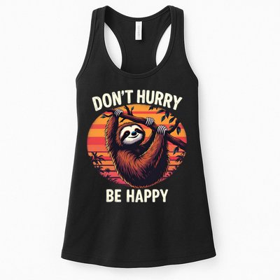 Don't Hurry Be Happy Cute Lazy Funny Sloth Womens Tank Top