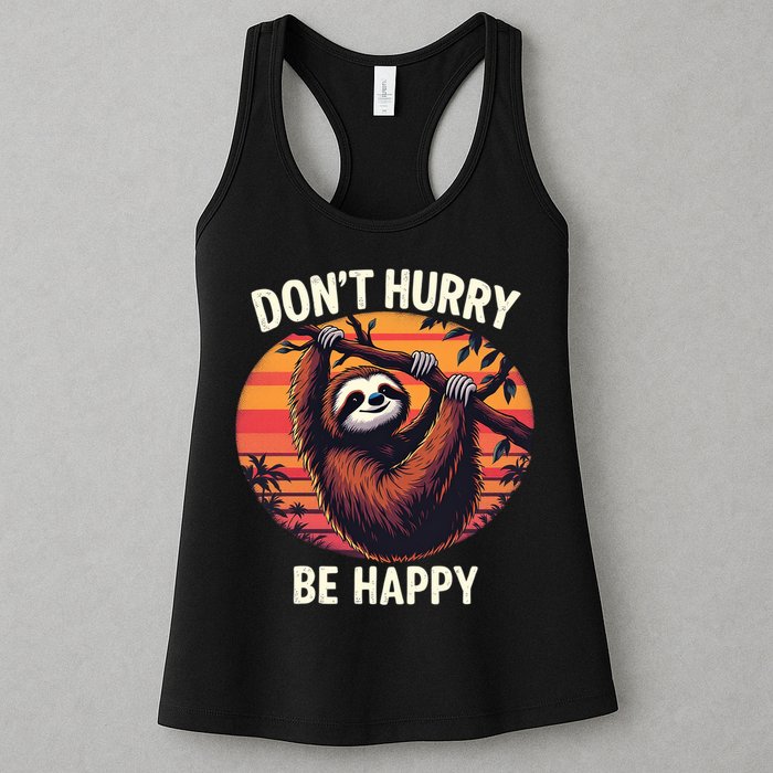 Don't Hurry Be Happy Cute Lazy Funny Sloth Womens Tank Top