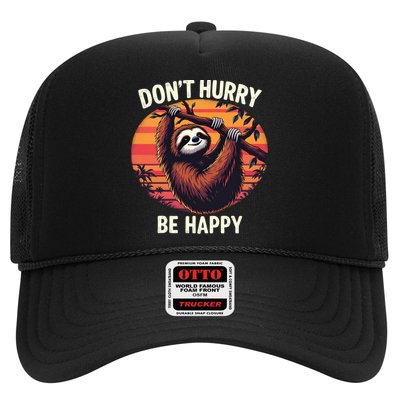 Don't Hurry Be Happy Cute Lazy Funny Sloth Trucker Hat