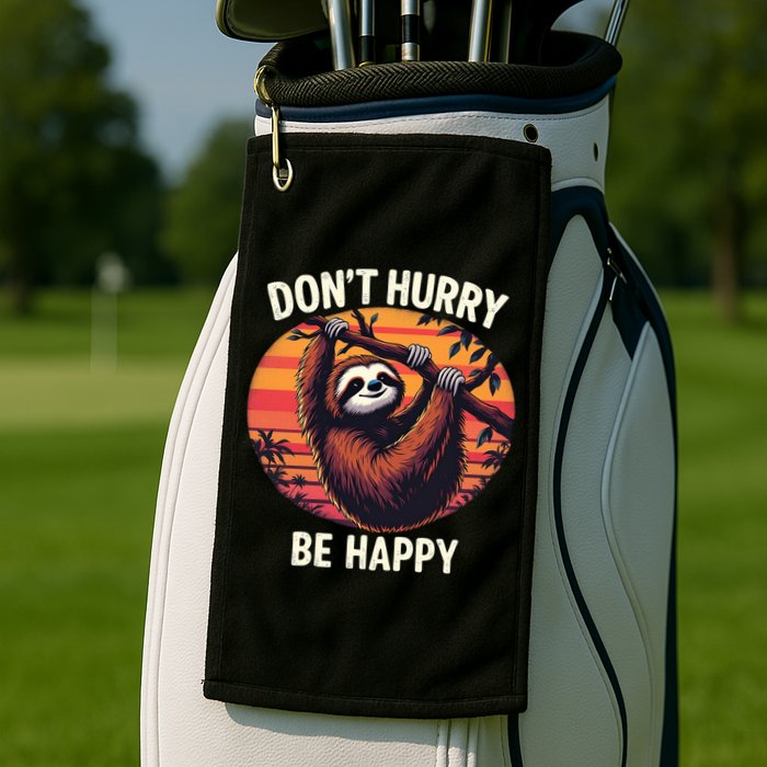 Don't Hurry Be Happy Cute Lazy Funny Sloth Golf Towel