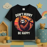 Don't Hurry Be Happy Cute Lazy Funny Sloth Toddler T-Shirt