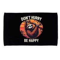 Don't Hurry Be Happy Cute Lazy Funny Sloth Microfiber Hand Towel