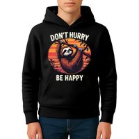 Don't Hurry Be Happy Cute Lazy Funny Sloth Kids Hoodie