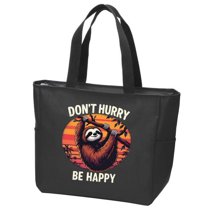 Don't Hurry Be Happy Cute Lazy Funny Sloth Zip Tote Bag