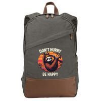 Don't Hurry Be Happy Cute Lazy Funny Sloth Cotton Canvas Backpack