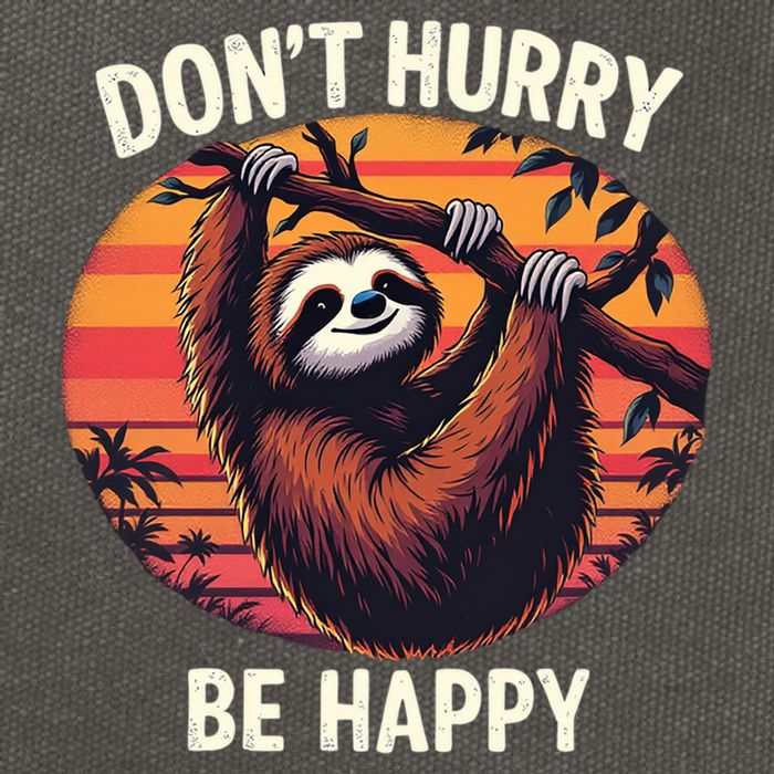 Don't Hurry Be Happy Cute Lazy Funny Sloth Cotton Canvas Backpack