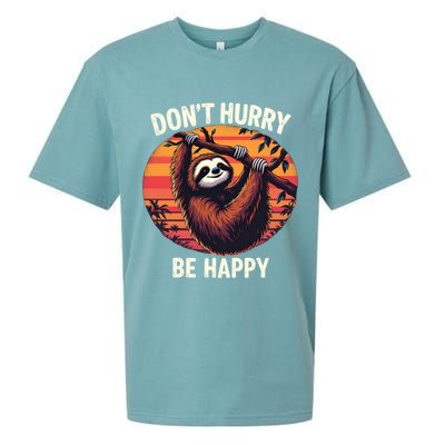 Don't Hurry Be Happy Cute Lazy Funny Sloth Sueded Cloud Jersey T-Shirt
